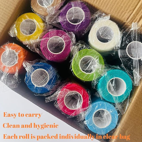 24 Rolls Self Adhesive Bandage Wrap, Vet Wrap 4 Inch for Horses Dogs Wounds Care Dressings, Elastic Self Stick Cohesive Bandage Wrap, Wrist, Sports, Ankle Tape Leg Wraps (Mixed)