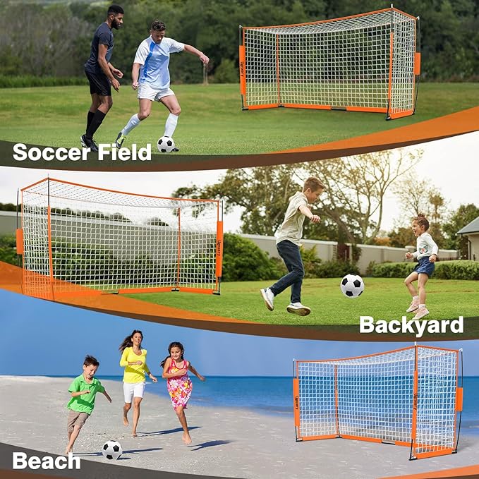 Portable Soccer Goal, Detachable 12x6 FT Soccer Goals Net for Backyard, Quick Setup Training Equipment with 1 Carry Bag, 1 Football, 12 Training Cones