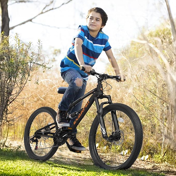 Mountain Bike 24 26 27.5 Inch, Dual Full Suspension Mens Womens Bike, 21 Speeds Dual Disc Brake Carbon Steel Bike, Boys Mens Mountain Bike for School Work Summer Camping, Birthday Gift Choice