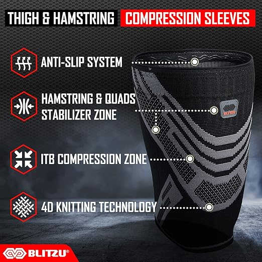 Hamstring Compression Sleeve, Thigh Compression Sleeve for Women and Men, Upper Leg Brace for Groin, Sciatica & Quad Tendonitis, Wrap Support for Recovery, Running, Sports and Workout White M