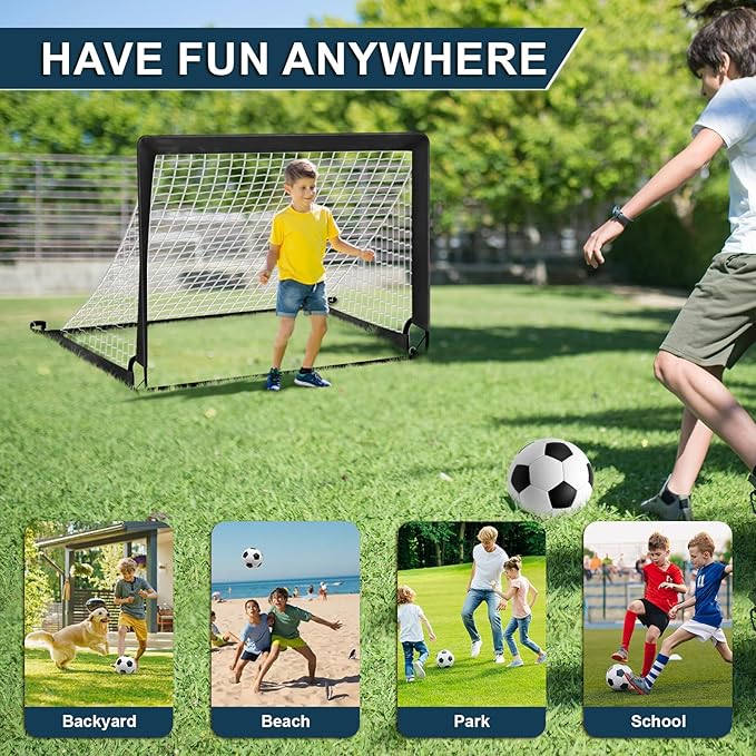 Portable 4’x3’ Soccer Goals for Backyard - Youth Soccer Training Equipment with Net, Cones & Storage Bag - Durable Kids Soccer Goal Set for Outdoor Practice (Ages 3-12)