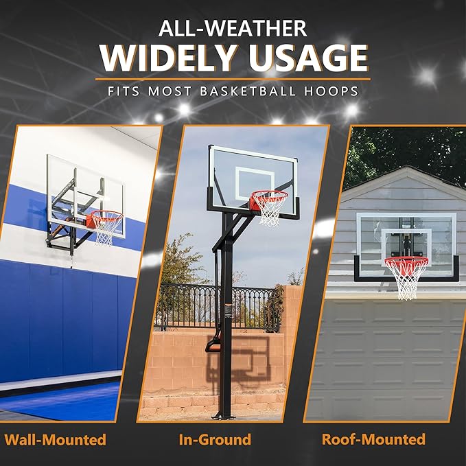 Basketball Rim Replacement, Heavy Duty Breakaway Rim and Net, Universal 18" Professional Double-Spring Solid Steel Backboard Rims Fits In-Ground and Wall-Mounted Basketball Hoops Indoor Outdoor