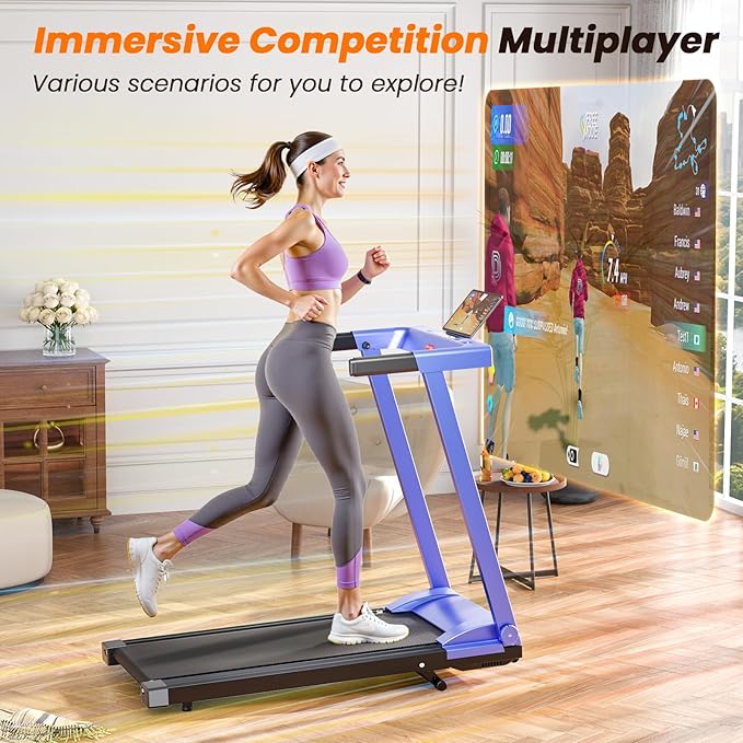 Treadmills for Home, 4-in-1 Foldable Treadmill with Incline, 300 LBS Capacity Running Treadmills for Home Small Spaces with Handles, 3.0 HP Folding Treadmill with Smart APP