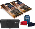 Tailgating Pros American Themed Lightweight Corn Hole Board Set w/Multicolored Built-in LED Lights, Bean Bags and Carrying Case - 4'x2' Cornhole Toss
