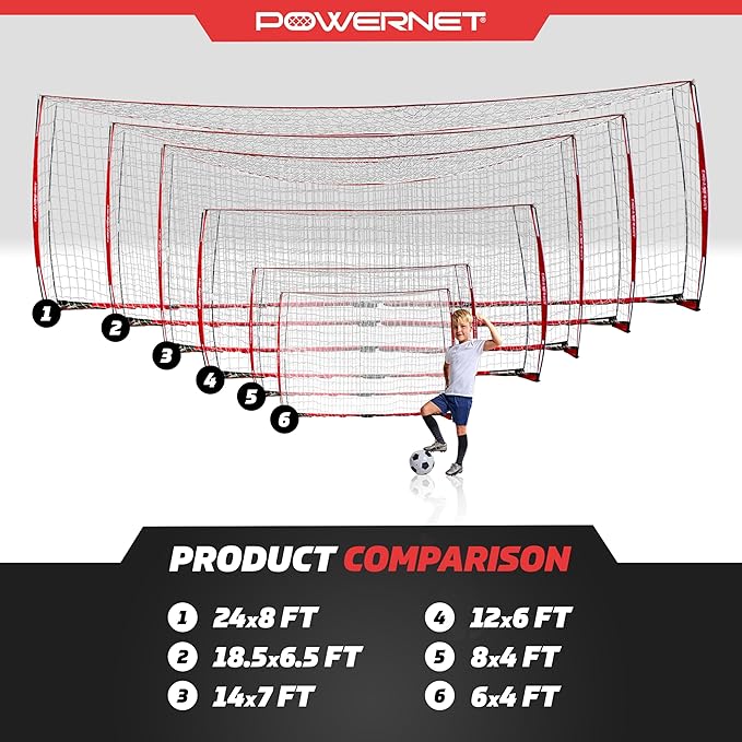 PowerNet Soccer Goal for Backyard, 3Mx2M / 12x6 FT Portable Soccer Net, Sports & Outdoors Training Equipment, 1 Goal & Zipper Storage Bag