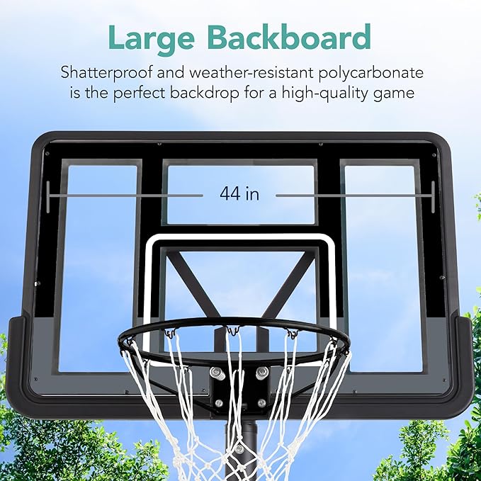 Best Choice Products 10ft Regulation Basketball Hoop, 7.5-10ft Height Adjustable Outdoor Goal w/Shock Absorbent Rim, Base Gel, 2 Wheels