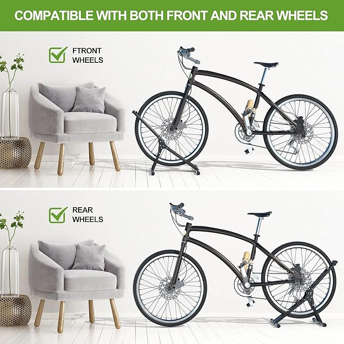 RELIANCER 3 Adjustable Bike Storage Stand,Bicycle Floor Parking Rack,Steady Bike Wheel Holder Fit All Mountain & Road Bikes,Indoor Outdoor Cycling Storage Organizer,Apartment Garage Cycle Tires Holder