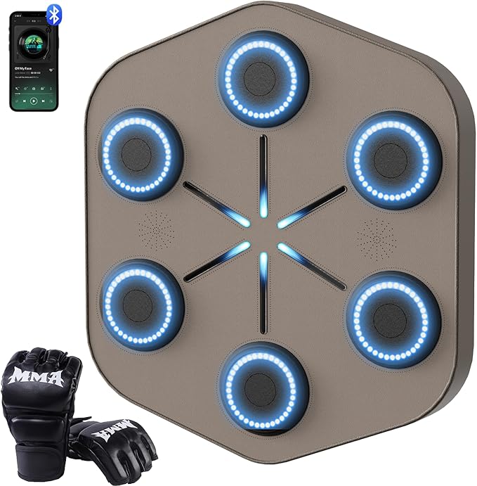 Music Boxing Machine L1, Smart Punching Machine with Beat-Synced & Custom Lights | APP Control | Supports Phone, Speaker & Headphone Playback | Wall-Mounted Trainer for Home Gym Workout