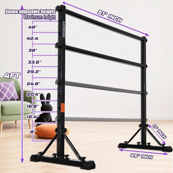 Adjustable Ballet Barre,Portable Dance bar,Fitness Equipment for Dance & Balance Excercise,Super Sturdy for Balance Workout,Weight Limit 250 LBS