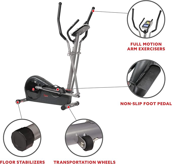 Sunny Health & Fitness Full Body Workout Elliptical Trainer with Digital Performance Monitor, Low Impact Exercise, and Optional Bluetooth with Exclusive SunnyFit App