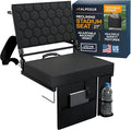 Extra Wide Folding Reclining Stadium Seat with Back Suppot for Bleachers, Bleacher Hooks, Thick Cushion, Cup Holder, Storage Pockets – Portable Chair for Kayak, Canoe, Paddle Board, Concerts, & Sports
