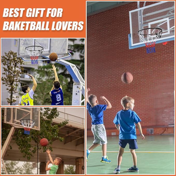 Basketball Rim Goal 18 ", Replacement Basketball Rim Goal Hoop Net for Indoor Outdoor