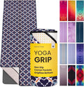 Yoga Drip Yoga Towel - Non Slip Hot Yoga Mat Towel With Corner Pockets, No-Skid Grip, and Built-in Alignment Lines | Soft, Moisture Wicking, and Sweat Absorbent | No Bunching, Stays in Place 72" x 25"