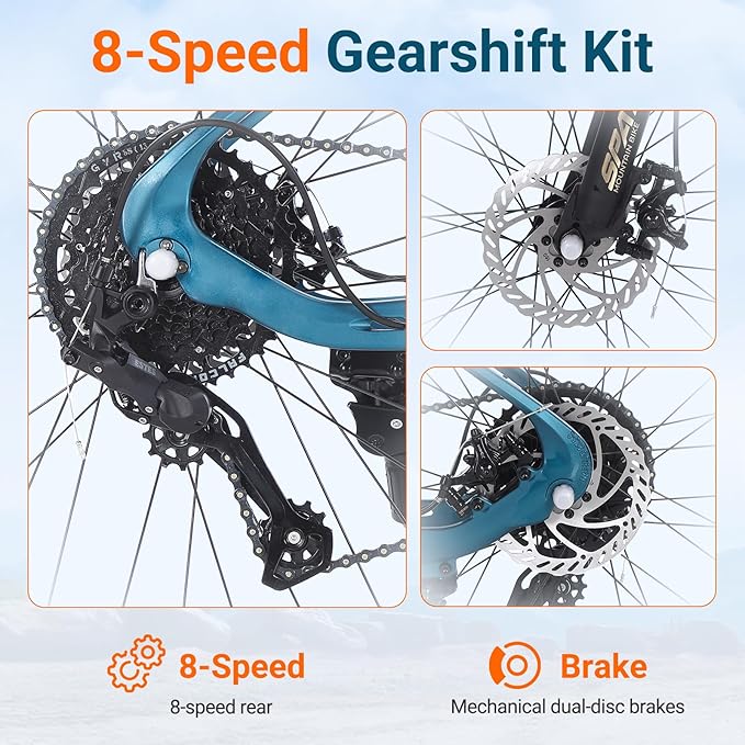 SPATIAL Mountain Bike, 24/26/27.5/29 inch Outdoor Cycling Bike,21/8 Speed Lightweight Aluminum Frame | Dual Disc Brakes,Adjustable Ergonomic Seat for Men Women Adult,MTB Bicycle