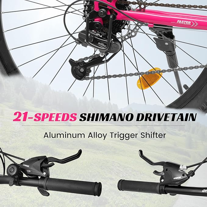 Mountain Bike 24 26 27.5 Inch, Dual Full Suspension Mens Womens Bike, 21 Speeds Dual Disc Brake Carbon Steel Bike, Boys Mens Mountain Bike for School Work Summer Camping, Birthday Gift Choice