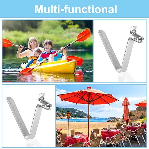 PATIKIL 8.5x5mm Kayak Paddle Snaps, 16 Pack Tent Pole Clips Steel V Shaped Single Pin Push Button Spring Clips Lock Tube Pole Clips for Camping Awning