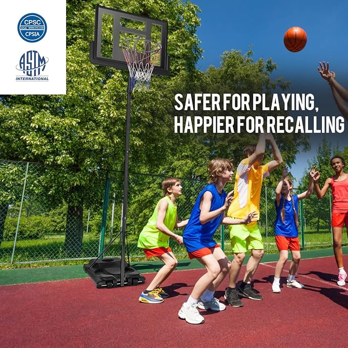 Giantex Portable Basketball System, Height Adjustable 8.5-10 Ft Outdoor Indoor Basketball Stand for Kids Youth, 39 Inch Backboard