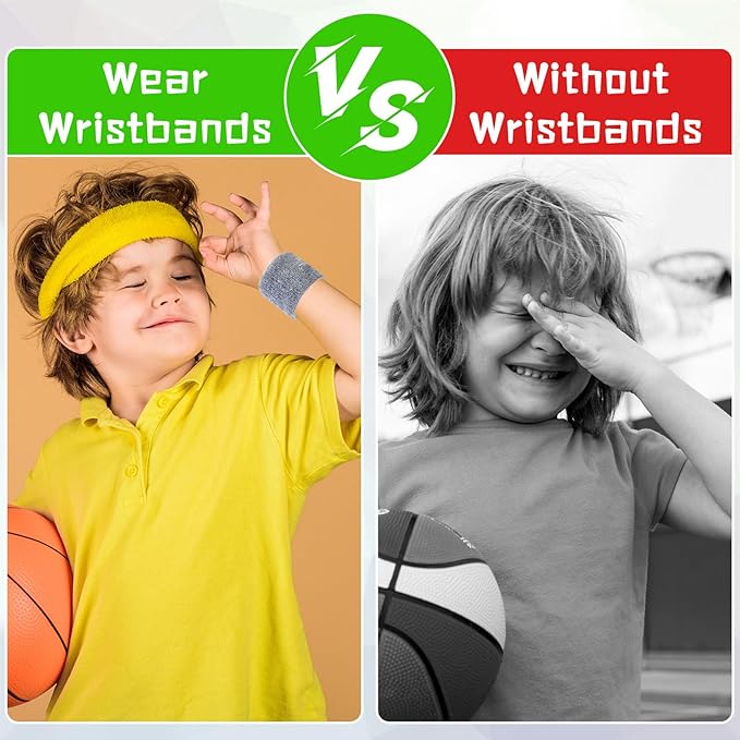 Lounsweer 72 Pcs Bulk Sports Wristbands - Sweatbands for Kids, Gifts, Party Favors, Athletics, and Fans