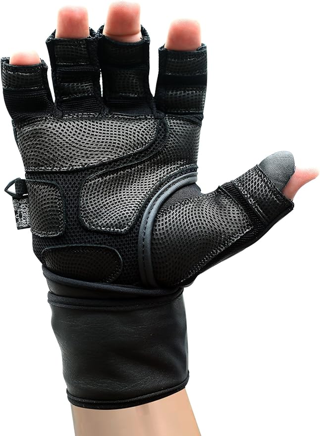 Epic Leather Gym Gloves with Built in 2" Wide Wrist Wraps Grip & Design for Weightlifting Power Lifting Bodybuilding & Strength Training Workout Exercises,Size : 2X-Large 9 5/8" - 10 1/2"