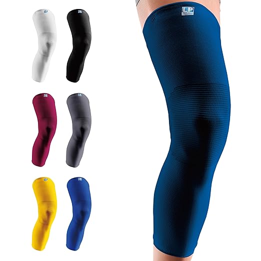 LP SUPPORT 667 Compression Sleeve Leg Full Length for Sports, Cycling, Running, Basketball, for Men Women (Dark Blue, M, 1pcs)