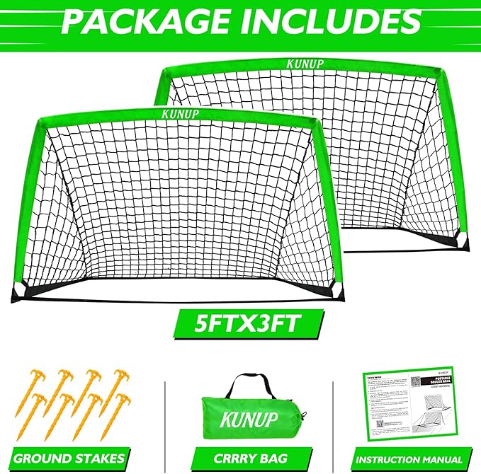 2 of 5×3 6x4 9x5 FT Portable Kids Soccer Goals Set, Foldable Soccer Practice Nets for Backyard with Carrying Bag for Toddler Youth Pop Up Soccer Training Equipment Indoor Outdoor Sports Game Gift