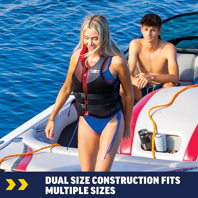 WOW Sports - Red Large/Extra Large Life Jacket - US Coast Guard Approved Life Vest - Fishing, Kyaking, & Boating PFD