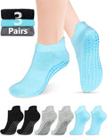 AURUZA Grip Socks for Women Men Pilates Grip Socks Non Slip Yoga Sock with Grips for Barre Barefoot Hospital Grippy Sock