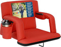Alpcour Reclining Stadium Seat – Wide Bleacher Chair with Back Support and Cushion, Armrests, Side Pockets, and Bleachers Hook – Best Stadium Seats Chairs for Camping, Kayak, & Paddle Board Backs