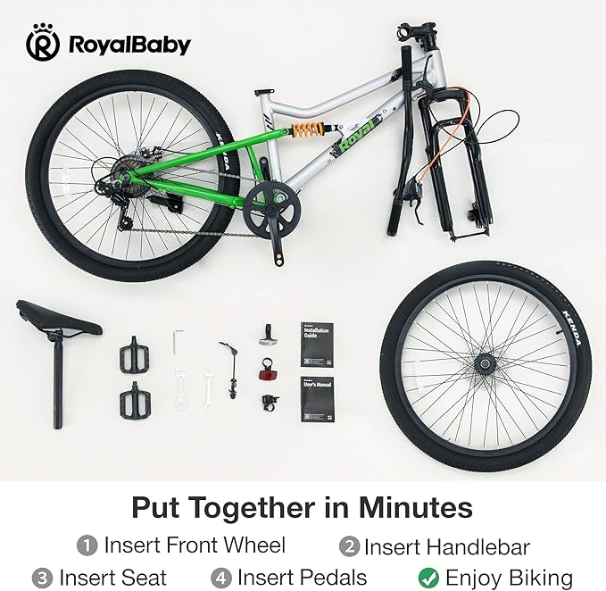 RoyalBaby Kids Mountain Bike for Boys and Girls, Ultra-Light Aluminum 20-24 Inch Wheel Bicycle for 6-14 Years Old Children, 7/21-Speeds Drivetrain