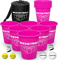 BucketBall | Team Color Edition | Combo Pack (Pink/Pink): Original Yard Pong Game: Best Camping, Beach, Lawn, Outdoor, Family, Adult, Tailgate, Jumbo, Giant Game