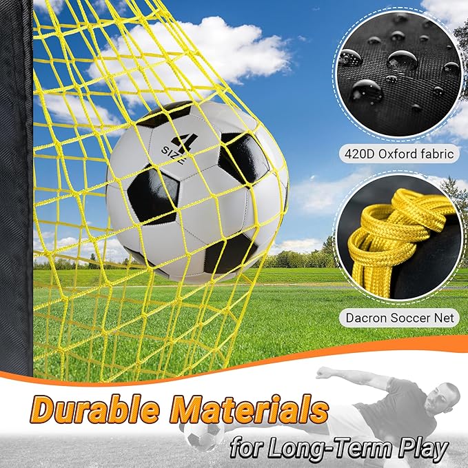 Soccer Goal 7'x5', 6.6‘x3.3', 5'x3.6', 4'x3', 3'x2.2' Soccer Net for Kids Backyard