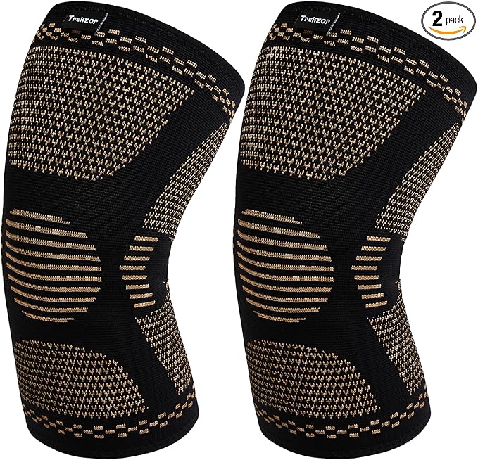Knee Brace for Women and Men, Knee Compression Sleeve for Running, Workout, Hiking, and Fitness, Knee Brace for Arthritis Pain and Support (Pair, Black, Medium)