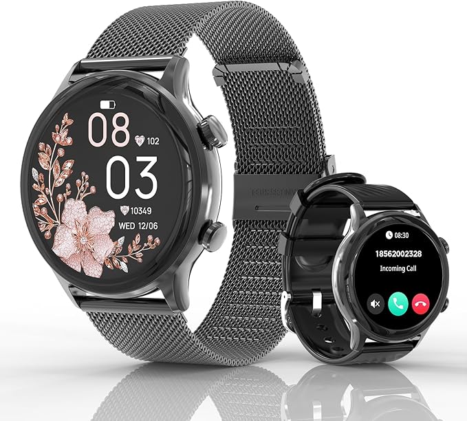 Smart Watch for Women, 1.77" Fitness Tracker with Heart Rate/Sleep/SpO2/Stress Monitor, Fitness Watch for Answer Calls, IP68 Smartwatch for iOS Android, Step Counter Watch, 123+ Sport Modes,2 Bands