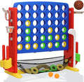 Giant 4 in A Row Game, Height Adjust Connect 4 Jumbo Yard Game Set for Kids & Adults with Mesh Catching Bag, Golf, Basketball Hoop & Ring Toss, 4-to-Score Games for Indoor/ Outdoor Fun