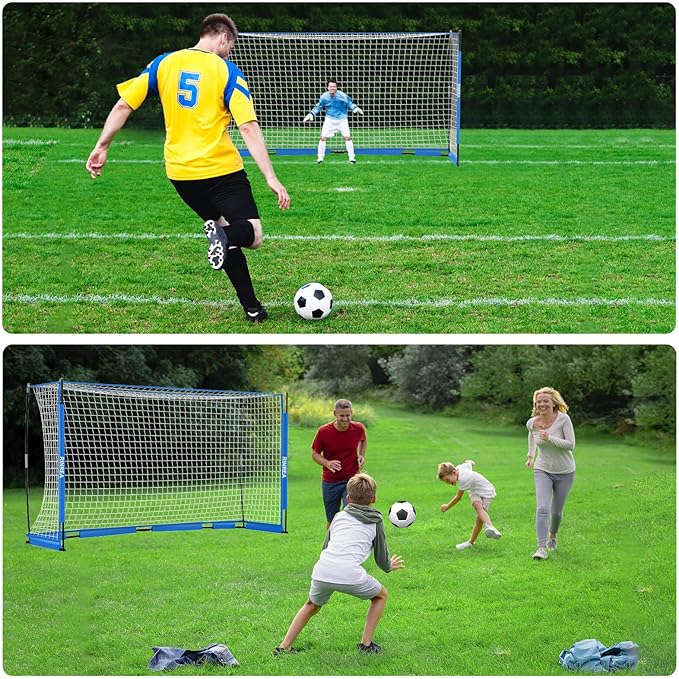 Portable Soccer Goal, Collapsible Soccer Goal Net Metal Base, Quick Setup Soccer Training Equipment with 1 Carry Bag, 1 Agility Ladder, 4 Ground Nails