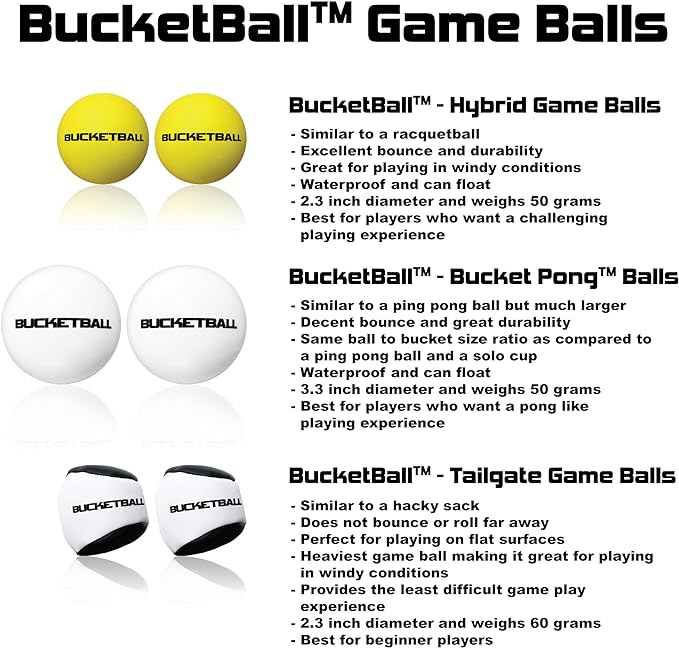 BucketBall | Team Color Edition | Combo Pack (Red/White): Original Yard Pong Game: Best Camping, Beach, Lawn, Outdoor, Family, Adult, Tailgate, Jumbo, Giant Game
