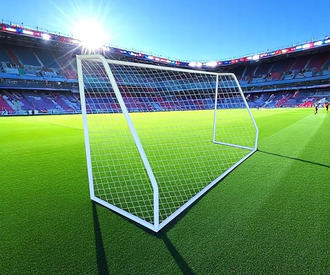 PASS Premier® 12 X 6 Ft. Youth Size Steel Soccer Goal. 2" Diameter Strongest Steel Frame w/Durable 4mm Net, Ground Stakes, Elastic Clasp & Re-Usable Ties. 12x6 Ft. Practice Aid.
