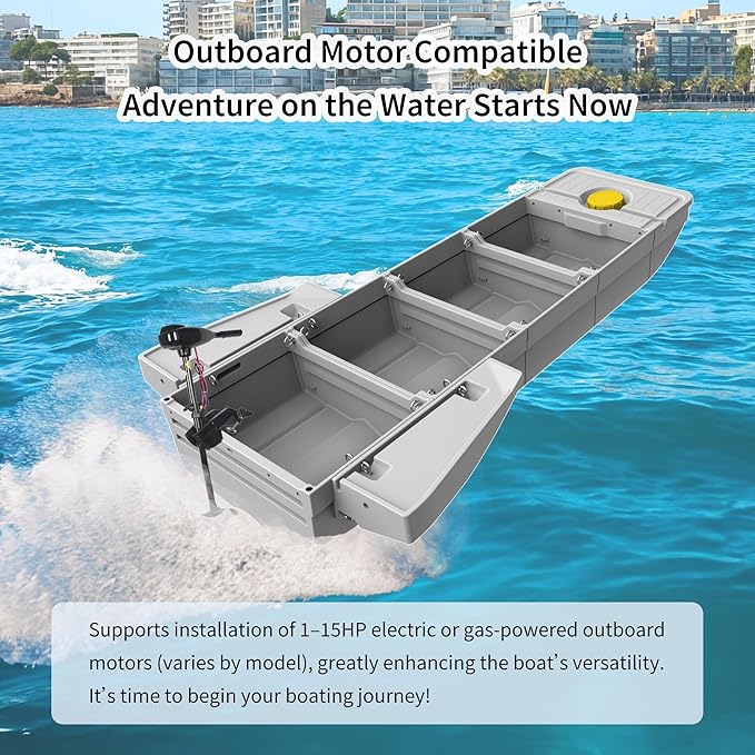 Fishing Boat, Folding Pontoon Boat, Fits in Car Trunk – Portable Modular Kayak, Seats 2-6, Motor-Ready, Sturdier Than Inflatable Boats – Ideal for Lure Fishing, Paddling Trip, Hunting, Rescue