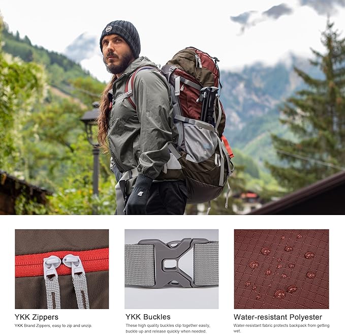 MOUNTAINTOP 70L Internal Frame Backpack Camping Backpacking Hiking Backpack for Men Women with Rain Cover