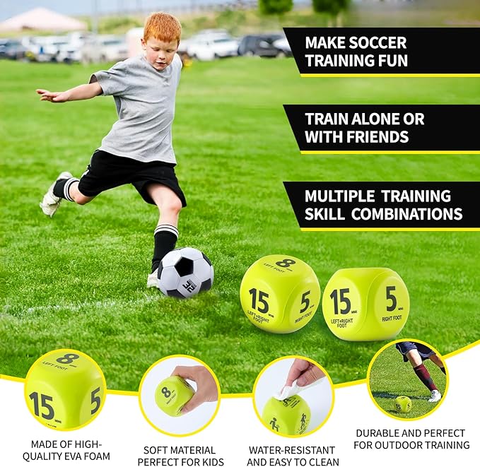 2 Pack Kids Soccer Goal for Backyard Set 6x4FT Portable Pop Up Soccer Net Training Equipment with Soccer Ball, Training Dice Mat, Cones and Carry Bag for Youth Toddler Teams Indoor Outdoor Sport Game