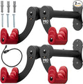 Pro-Bike Tool Bike Wall Mount - Adjustable Hanging Arms Horizontal Bike Rack - for Almost Every Bike - Bike Wall Hanger with Durable Metal Construction - Black/Red - Set of 2