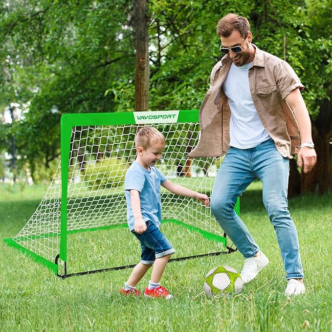 Kids Soccer Goals for Backyard Set - 2 of 4' x 3' Portable Soccer Goal Training Equipment, Pop Up Toddler Soccer Net with Soccer Ball, Soccer Set for Kids, Youth Outdoor Games, Sports, Play