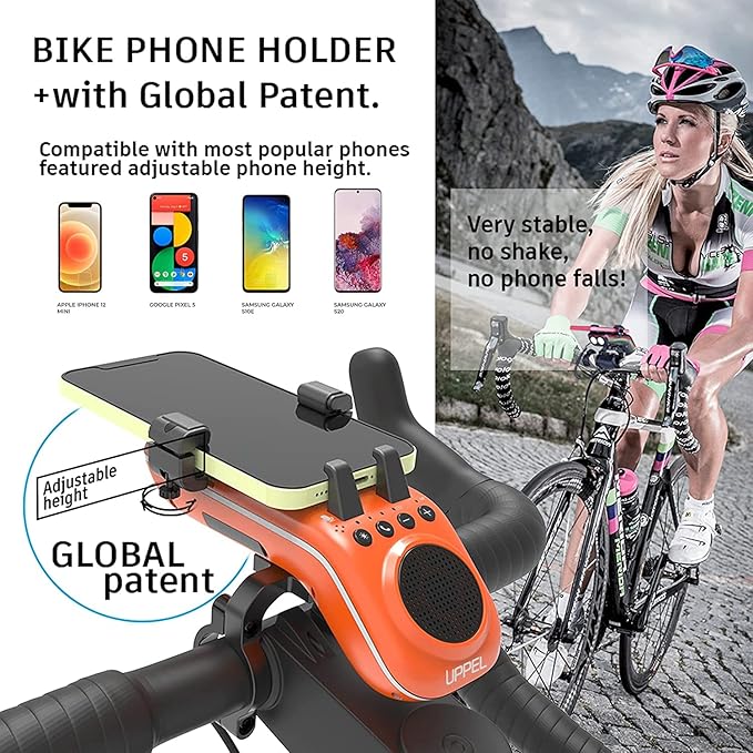 Multifunctional Bike Speaker & Phone Holder - Bicycle Headlight, Horn, Microphone & Power Bank (5000mAh), Ideal for Mountain & Road Cycling