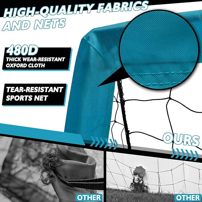 5×3 6x4 9x5 FT Portable Kids Soccer Goal for Backyard, Foldable Soccer Practice Net with Carrying Bag for Toddler Youth Adult Pop Up Soccer Training Equipment Indoor and Outdoor Sports Game