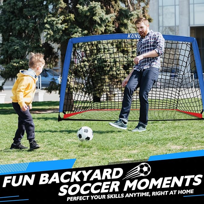 2 of 5×3 6x4 9x5 FT Portable Kids Soccer Goals Set, Foldable Soccer Practice Nets for Backyard with Carrying Bag for Toddler Youth Pop Up Soccer Training Equipment Indoor Outdoor Sports Game Gift