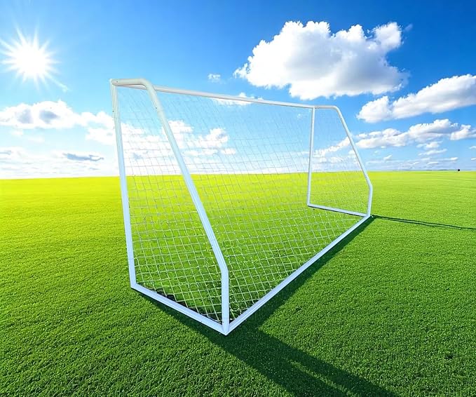 PASS Premier® 12 X 6 Ft. Youth Size Steel Soccer Goal. 2" Diameter Strongest Steel Frame w/Durable 4mm Net, Ground Stakes, Elastic Clasp & Re-Usable Ties. 12x6 Ft. Practice Aid.