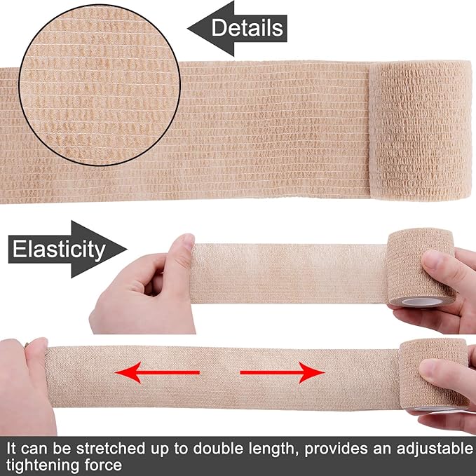 BQTQ 30 Rolls Self Adherent Wrap Stretch Bandages Self Adhesive Bandage Wrap 2 inch Self Stick Bandage Wrap Tape for Wrist Ankle Swelling Sprains (Beige)