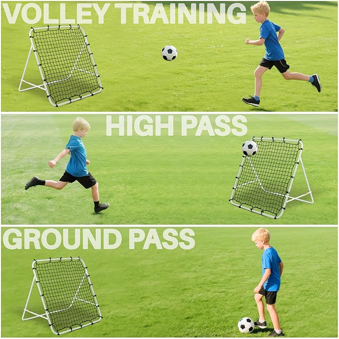 Soccer Rebounder Net - Portable Bounce Back Trainer for Soccer, Baseball, Softball & Lacrosse | Adjustable Practice Target Pitchback Net for Backyard Training Equipment Gift for Kids & Adults