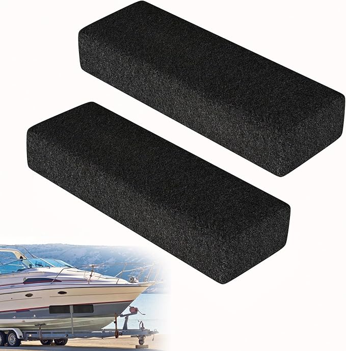 2 Pack Boat Trailer Bunks, Carpeted Bunk Boards, Black Marine Soft Carpet with Full Protection, Boat Trailer Guides for Various Boats, 2" x 4" x 12"