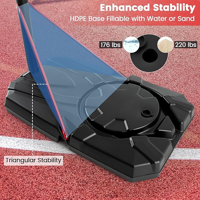 Goplus Portable Basketball Hoop Outdoor, 7.5-10 FT Height Adjustable Basketball Goal System with 44” Shatterproof Backboard, Wheels, Fillable Base for Adults Yard, Driveway